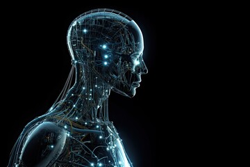 artificial intelligence transferred to the robot's body, generated with artificial intelligence