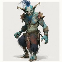 Tattooed Orc In Watercolor: A Highly Detailed And Adorable Warwick Goble Full Body Illustration