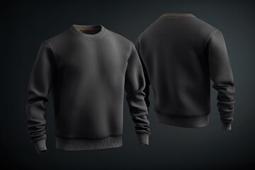 Wall Mural - Black sweater front and back view with space for print. Clothes mockup. Generative AI