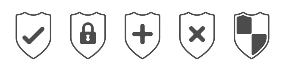 Poster - Shields vector set. Big set of protective shields in different styles vector. Security vector icon. Shield with check mark set. Business icons shields vector. Protection symbol vector illustration.