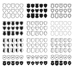 Poster - Shields vector set. Big set of protective shields in different styles vector. Security vector icon. Shield with check mark set. Business icons shields vector. Protection symbol vector illustration.