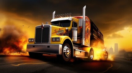 Wall Mural - Racing Truck Game Art Wallpaper Background