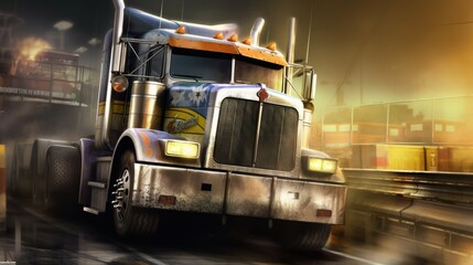 Wall Mural - Racing Truck Game Art Wallpaper Background