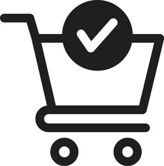 Sticker - Shopping cart and check mark icon vector completed order