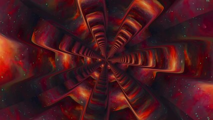 Wall Mural - Fly through space flower abstract circle tunnel, corridor. Modern background animation