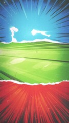 Poster - Vintage Comic Book Action Layout Background/ 4k animation of a powerful vintage and grunge textured comics like page layout background with halftone dots and dynamic torn paper and speed sunbeams effe
