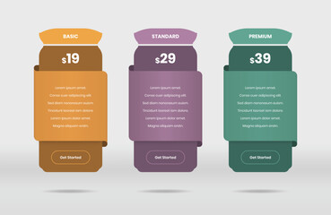 Wall Mural - modern gradient pricing comparison list with abstract shapes for web design