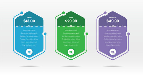 Wall Mural - simple price and plan comparison list with abstract shapes