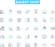 © Nina - Bakery shop linear icons set. Fresh, Delicious, Sweet, Savory, Flaky, Aromatic, Gourmet line vector and concept signs. Artisan,Classic,Unique outline illustrations Generative AI