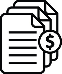 Wall Mural - Invoice icon. Bill paid symbol. Tax form outline icon. Paper document with money sign