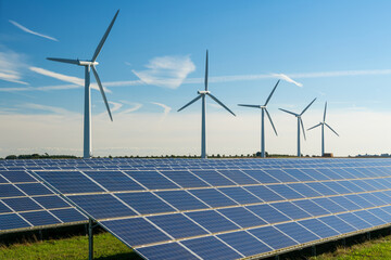 wind turbine energy generators on wind farm in the united kingdom