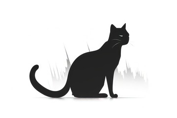 Canvas Print - Black cat. AI generated art illustration.