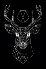 Wall Mural - Silhouette of a deer. AI generated art illustration.