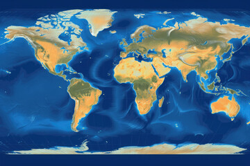 Wall Mural - world map with weather forecast app. weather prediction data on monitor screen. concept of meteorolo
