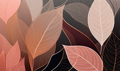 Wall Mural - abstract background pattern with orange leaves Generative AI