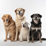 Fototapeta Zwierzęta - Various Dog Breeds Posing on a White Background