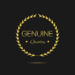 Wall Mural - genuine quality golden laurel wreath vector label