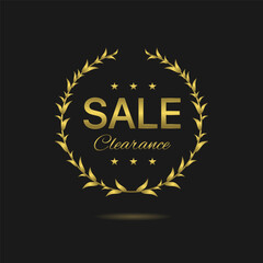 Wall Mural - sale clearance golden laurel wreath vector label