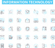 © Nina - Information technology linear icons set. Digital, Nerk, Cloud, Cybersecurity, Coding, Analytics, Web line vector and concept signs. Database,Hardware,Software outline illustrations