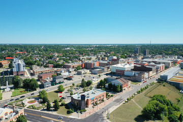 Poster - Aerial view of Brantford, Ontario, Canada on summer morning