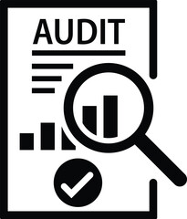 Sticker - audit icon vector, Document inspection quality, finance, production