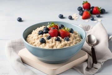 Bowl oatmeal porridge. Generate Ai