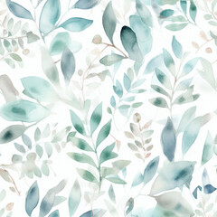 Wall Mural - foliage texture, watercolor, seamless pattern,
 generative ai