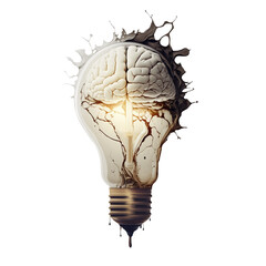 liquid coffee design background fly out of the light bulb with human brain as a idea colorful brain 