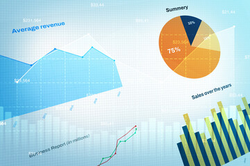 Poster - Business and finance concept paper with graph and infographics design. Sales report concept background