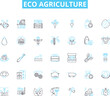 © Nina - Eco agriculture linear icons set. Sustainability, Organic, Regenerative, Permaculture, Biodynamic, Composting, Agroforestry line vector and concept signs. Conservation,Soil health,Biodiversity outline