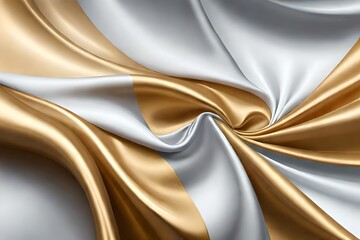 Premium luxury silver and gold fabric silk wavy for background or wallpaper