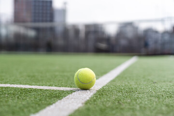 tennis ball on tennis grass court