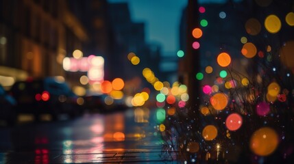 Poster - Colorful bokeh lights in the city. Generative ai