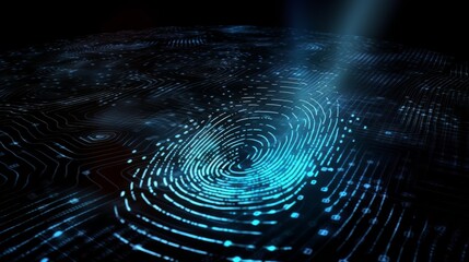 Poster - Digital fingerprint security concept binary digits. Generative ai