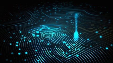 Poster - Digital fingerprint security concept binary digits. Generative ai