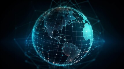 Aufkleber - Futuristic cyber earth background digital world. Al generated