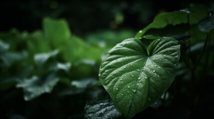 Poster - Green leaf with nature in a garden summer. Generative ai