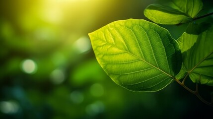 Poster - Green leaf with nature in a garden summer. Generative ai
