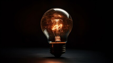 Poster - light bulb on dark background concept of creativity. Generative ai