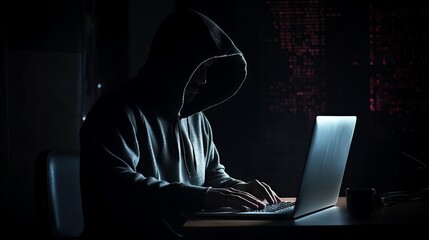 Fototapete - Male hacker accessing to personal information. Generative ai