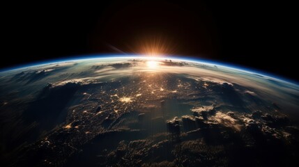 Poster - Planet Earth viewed from space sun. Generative ai