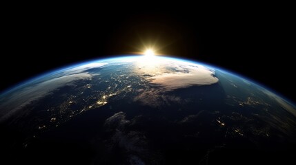 Poster - Planet Earth viewed from space sun. Generative ai
