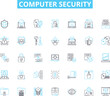 © Nina - Computer security linear icons set. Firewall, Cryptography, Malware, Authentication, Encryption, Phishing, Virus line vector and concept signs. Hacking,Cybercrime,Password outline illustrations