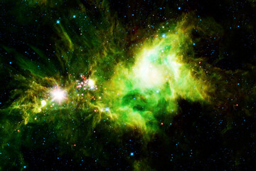 Wall Mural - a beautiful green galaxy in dark space. elements of this image furnished nasa.