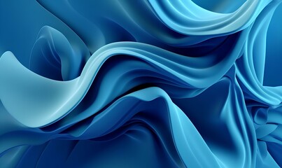 abstract modern blue background, fashion wallpaper with wavy layers and ruffles. generative AI
