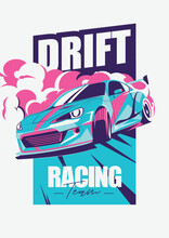 Drift Race Vector, Japanese Drift Sport Car Design, Street Racing Team Illustration For T Shirt, Toyota Scion Drift