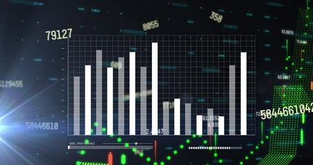 Poster - Animation of graphs, loading bars and changing numbers against black background