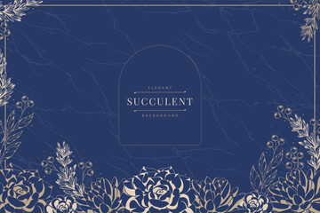 elegant blue ink succulent backgroud