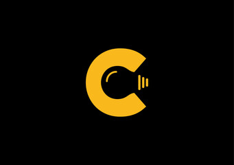 monogram letter C with light bulb idea logo symbol