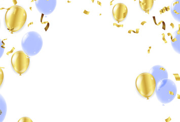 Poster - Celebration background with balloons and confetti. Vector illustration.